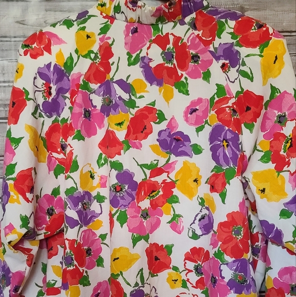 Vintage 90s Nicole Summers Bright Floral Summer Jacket M - Picture 5 of 9